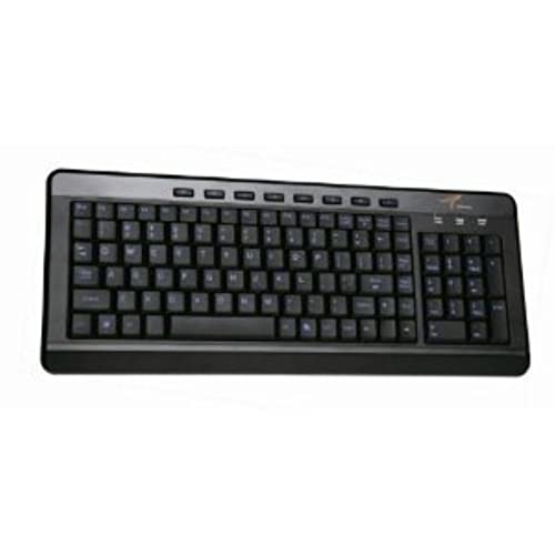 iMBAPrice USB Backlit Blue LED Multimedia Keyboard, Piano Black (IMBA-SBL-BKB) - color: Black, Blue