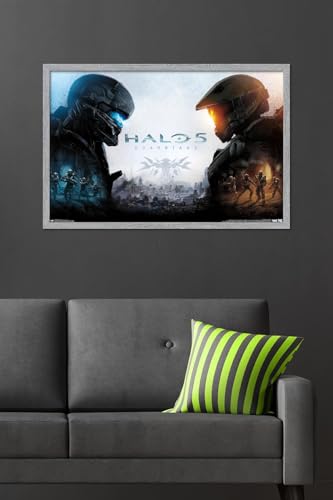Halo 5 - Key Art Wall Poster, 34L" x 22.4W", Gray Framed Version - color: Gray Framed Version, size: 34"L x 22.4"W