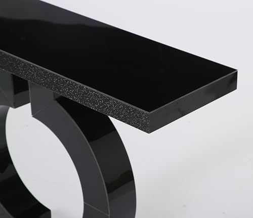 Tribesigns 43” Modern Console Table with O-Shaped Base, Entryway Sofa Table with Mirror Finish for Living Room, Hallway, Entrance (Black) - color: Black