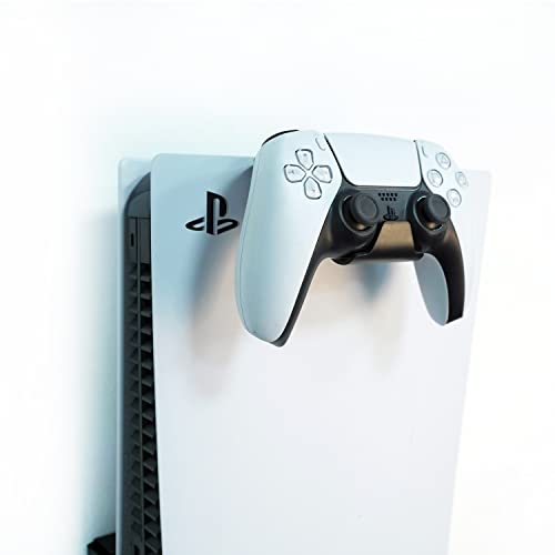 Monzlteck Wall Mount Holer for PS5 Original/Slim/Pro (Disc and Digital)+Controller Holder,All Metal Vertical Hanging On Wall with Power Botton Left/Right