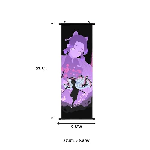 Anime Wall Scroll Banner, Lightning Shinobu Art Design, Soft Fiber Fabric, 27.5 x 9.8 Inches, Vertical Hanging Poster for Bedroom and Gaming Room