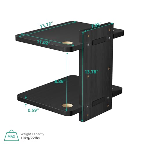 WALI Floating TV Shelf, 2 Tier Projector Shelf for DVD Players, Routers, Game Consoles, Cable Boxes, Living Room Decor Accessories, Wall Mount Shelves Holds Up to 22lbs (CS202NB), 2-Shelf, Black - color: Black, size: 13.78 x 11.02 Inch