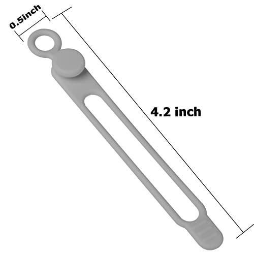 16Pcs Silicone Cable Ties Cord Organizer for Bundling Earphone, Phone Charger, Computer Cords, Reusable Wire Cable Management in Home,Office,Kitchen,School,Travel (Grey) - color: Grey, size: 4.2 Inch