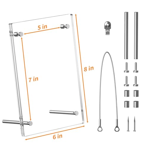 AITEE 5x7 Acrylic Picture Frames 2 Pack, Clear Desk Picture Frames with Stand, Modern Frameless Floating Frames Lucite Transparent Square Cubes Frame for Wall & Desktop Display Gift for Home Office - size: 5 x7