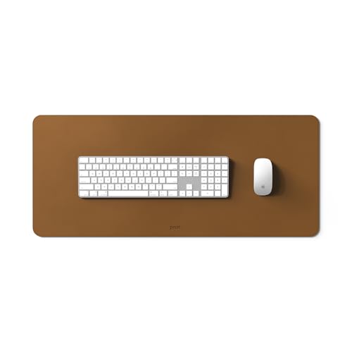 POUT TekDec Mat – Vegan Leather Desk Pad (31.5×13.4in / 80×34cm), Water-Resistant Surface, Anti-Slip Base, Scratch & Heat Protection, Multi-Functional Writing & Mouse Pad – Caramel Tan - color: Caramel Tan