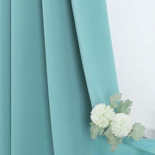 ChrisDowa Blackout Curtains for Bedroom and Living Room 50 Inches Long | 2 Panels Set, Thermal Insulated, Light Blocking, Room Darkening, Grommet, Window Treatment Drapes, Aqua, 29 x 50 Inch - color: Aqua, size: 29"W x 50"L (Pack of 2)