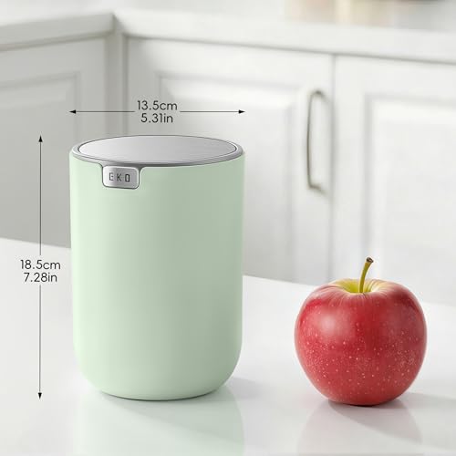 EKO Fandy 0.58 Gal/2.2L Mini Trash Can with Lid, Swing-Top Desktop Trash Can for Bathroom, Countertop, Vanity, Desk or Office, Small Garbage Bin (Sage) - color: Sage, size: 2.2 Liters