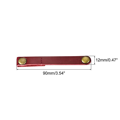 MECCANIXITY Pack of 20 Leather Cable Straps, Cord Organizer, Portable Cable Management for USB Cables, Headphone Wires, Wine Red/Golden - color: Wine Red,golden