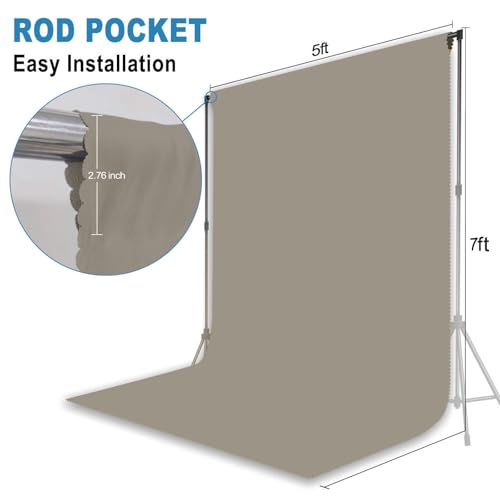 Grey Photography Backdrop for Photoshoot, Fabric, 5x7 FT | Versatile Studio Photo Backgrounds, Easy to Install, for Portraits Shooting, Party Decor, Live Streaming, Video Recording - color: Grey, size: 5X7 FT