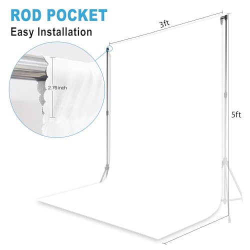 White Photography Backdrop for Photoshoot, Fabric, 3x5 FT | Versatile Studio Photo Backgrounds, Easy to Install, for Portraits Shooting, Party Decor, Live Streaming, Video Recording - color: White, size: 3X5 FT