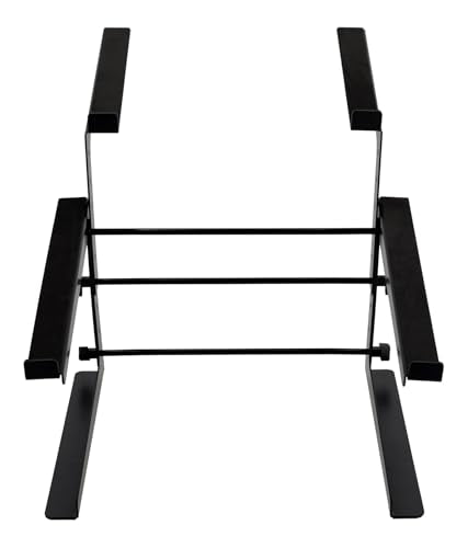 Rockville Rock2d2 Adjustable Dual Shelf DJ Controller Midi Keyboard Laptop Stand | Fits Laptops & MIDI Keyboards, Adjustable Width/Height/Depth, Steel Construction, Rubber Grip Pads, Non-Slip Feet