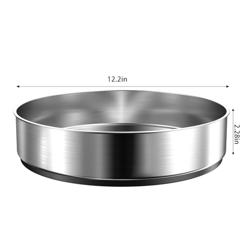VAEHOLD Pantry Cabinet Lazy Susan Stainless Steel Black Spice Rack Turntable - Decorative Trays Storage Containers Organizer for Kitchen Cabinet, Snacks, Bathroom (12 inches) - color: Silver, size: 12''