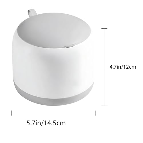 Small Desk mini Trash can Desktop Tiny Garbage can Office Waste Basket with lid with Bracket Home Office Bedroom Living Room Kitchen Garbage Sundries, Includes 90 Trash Bags(Beige-White) - color: Beige-White