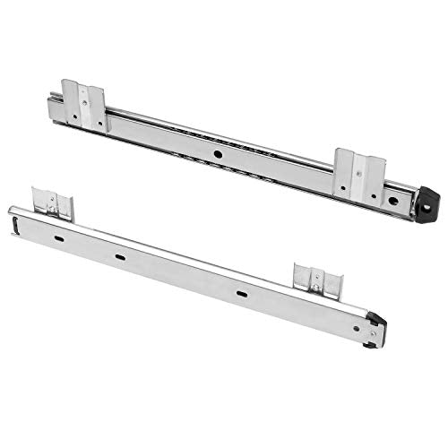 KINJOEK 2 PCS 14 Inch Under Desk Keyboard Tray Rails Slides, Adjustable Height Heavy Duty Ball Bearing Keyboard Mount Track, Silver - color: Silver