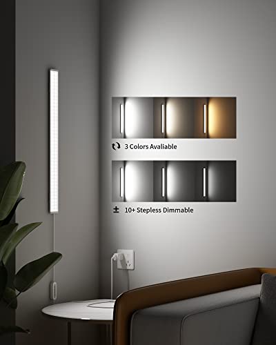 ASOKO Dimmable Desk Light Strip Bar, 3 Temps Under Cabinet Lighting with Memory Function, 24inch Plug in USB Led Undercounter Light for Kitchen/Shelf/Workbench/Desk (3000K/4000K/6000K) - size: 24 Inch