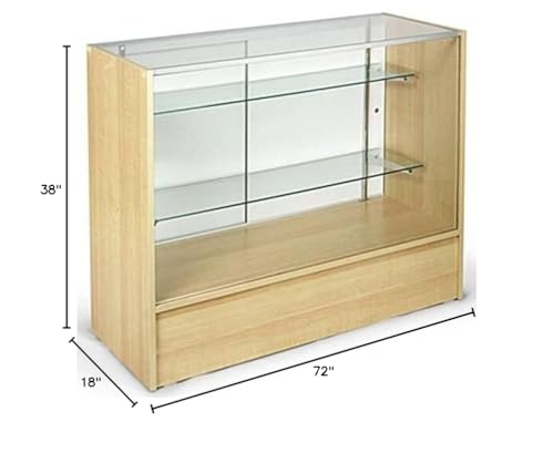 Only Hangers Full Vision Display Showcase with LED Lights, 72" Wide or 48" Wide- Available in Black, Maple, and White (Maple with LED Lights, 48") - color: Maple With Led Lights, size: 48"