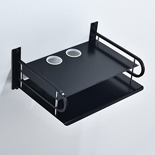 HNVNER Metal Wall Shelves with Cable Holes for Small Projector, Router, Modem, Camera, Speaker etc. AV Devices, 2-Tier Floating Shelf for TV Components Bracket Cable Boxes Media Boxes, 9.8" x 8.27" - color: 2 Layers-small-1pcs