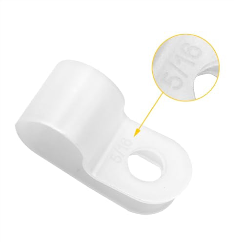 Cable Clamp R-Type Cable Clip Wire Clamp 5/16" Nylon Screw Mounting Cord Fastener Clips with Screws for Wire Management - White - 50 Pcs - size: 5/16" White