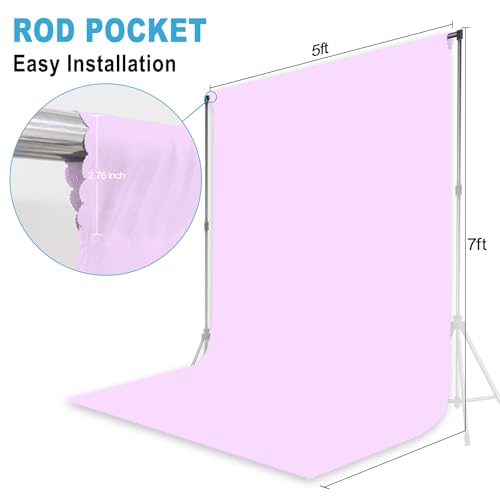 Light Purple Photography Backdrop for Photoshoot, Fabric, 5x7 FT | Versatile Studio Photo Backgrounds, Easy to Install, for Portraits Shooting, Party Decor, Live Streaming, Video Recording - color: Light Purple, size: 5X7 FT