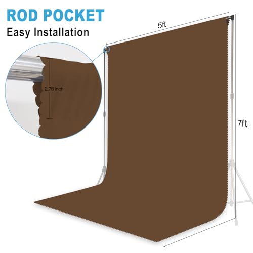 Dark Brown Photography Backdrop for Photoshoot, Fabric, 5x7 FT | Versatile Studio Photo Backgrounds, Easy to Install, for Portraits Shooting, Party Decor, Live Streaming, Video Recording - color: Dark Brown, size: 5X7 FT