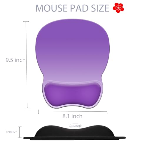 Ergonomic Mouse Pad with Wrist Rest, Comfortable Gel Concave Mouse Pad with Non-Slip Base, Pain Relief Mouse Pads with Smooth Wrist Support for Office & Home (Gradient Purple) - color: Gradient Purple