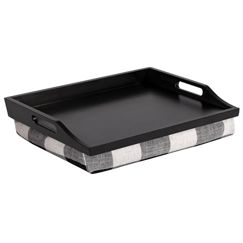 ROSSIE HOME Wood Bed Tray Lap Desk with Detachable Cushion, Serving Tray - Buffalo Check - Fits up to 15.6 Inch Laptops - Style No. 76108 - color: Buffalo Check, size: Single Tray