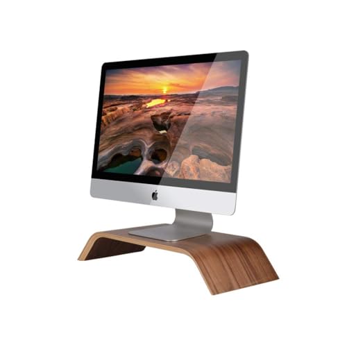 SAMDI Wooden Computer Monitor Stand Save Space Desktop Riser for Computers LCD Monitors Laptop PC iMac Notebook Apple MacBook(Black Walnut)