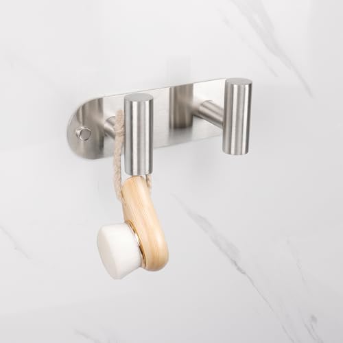 Coat Hook Rack, Wall Mounted Coat Rack with 2 Hooks, Heavy Duty Towel Hook Rack Wall Hooks for Hanging Coat Jacket, Stainless Steel Coat Hanger for Bathroom Entryway Mudroom(Brushed Nickel) - color: Brushed Nickel, size: 2 Hook