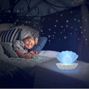 LKUA Shell Pearl Beach Themed Night Light, RGB 8 Colors Changing Mood Shell Pearl Lamps, Bedside LED Clamshell Portable Night Lights for Bar (White) - color: White