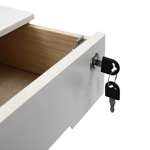 Wooden Desk Organizer with Drawers & Lock, Desktop Countertop Storage Cabinet Lockable Home Office Supplies File Tabletop Organizing Unit (4 Drawer - Modern White) - style: 4 Drawer - Modern White