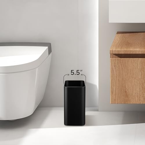 TIPGO Small Metal Trash Can, 2.1 Gallon Slim Trash Can for Bathroom, Wastebasket Garbage Bin for Bedroom, Office, Kitchen, Under Sink (Matte Black) - color: Black