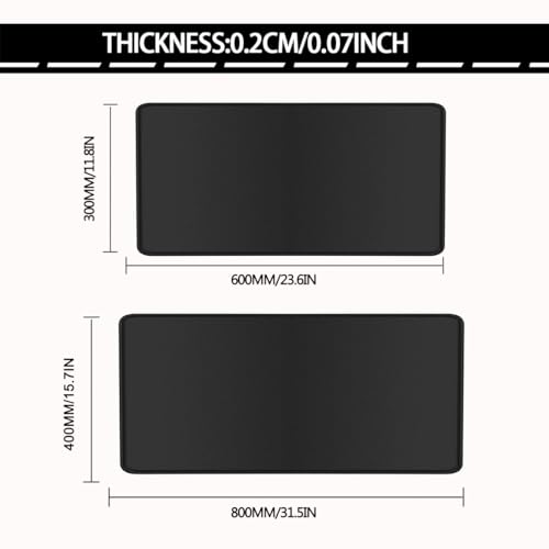 Rcege Large Mouse Pad for Desk - Gaming Mouse Pad with Stitched Edges, Anti-Slip Base for Keyboard and Mouse(Black, 31.5L x 15.8W inches) - color: Black, size: 23.6L x 11.8W inches