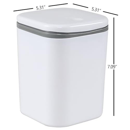 0.5 Gallon Tiny Countertop Trash Can, Mini Desktop Garbage Can with Press Type Lid, White - color: White