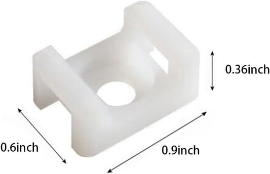 White Cable Zip Tie Mounts Kit-100 Pcs Cable Zip Tie Saddle Type Mounts Base with 100 Pcs 8" Cable Ties and 100 Pcs Tapping Screw, Wire Cable Clips Organizer Holders Clamps - size: B2-100PCS