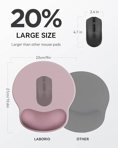 Laborio Mouse Pad with Wrist Rest, Ergonomic Mouse Pads for Desk, Office Non-Slip Mousepad with Gel Wrist Support(Rose Pink, 10.6''L x 9''W) - color: Rose Pink
