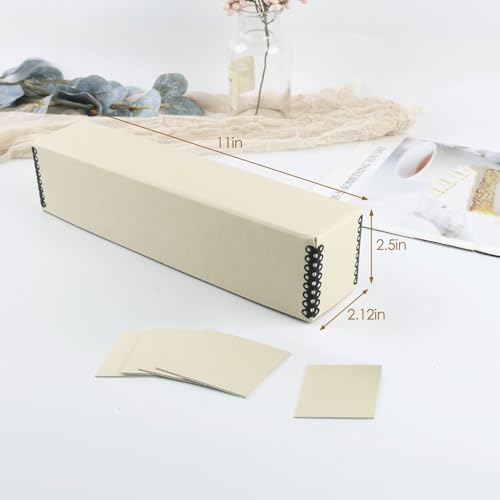 Golden State Art, Archival Slide Storage Case, 2.5"x2.125"x11" -Tan | Acid-Free File Box, Metal Edge Corner, Holds Up to 140 Films, Ideal for Store Photos Negatives and Cards - size: 2.5" x 2.125" x 11"