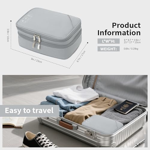 Lanola Travel Cable Organizer Bag, Electronic Accessories Case Portable Double Layer Cable Storage Bag for Cord,phone,Charger, Flash Drive,SD Card,Phone,Power Bank,Personal Items - Grey - color: 2-Grey