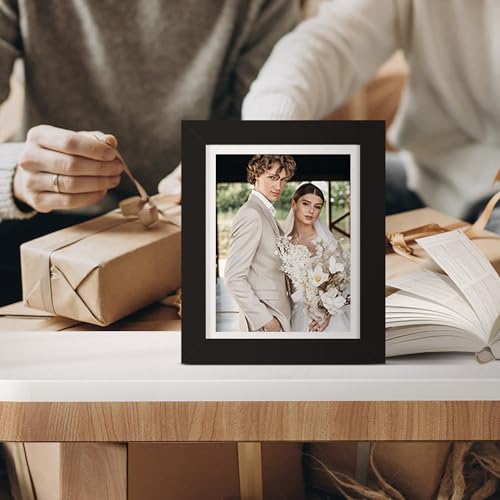 upsimples 5x7 Picture Frame, Display Pictures 4x6 with Mat or 5 x 7 Without, Wall Hanging Photo Frames, Black, 1 Pack - color: Black, size: 5x7