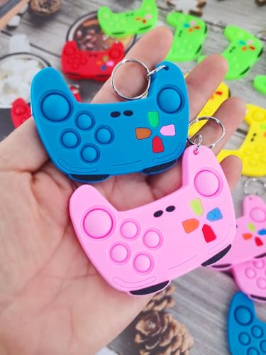 24 Packs Bulk Game Controllers Mini pop Fidget Keychain,Birthday Party Favors Supplies and Classroom Summer Student Prize Gifts