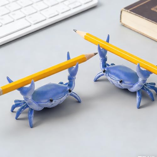 Shudyear Crab Pen Holder 2 Pack, Cute Desk Organizer Crab Pencil Holder, Creative Desktop Storage for Pens, Makeup Brushes, Office Desk Decor(blue) - color: blue