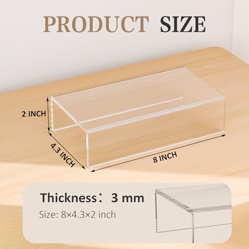Sezanrpt Acrylic Shelf Riser 8x4.3x2 pack of 2, Clear Display Shelf 8” for Shoes, Glasses, Plants, Home Decors, Perfume, 8x4.3x2 Inch - color: Clear, size: 8x4.3x2 Inch