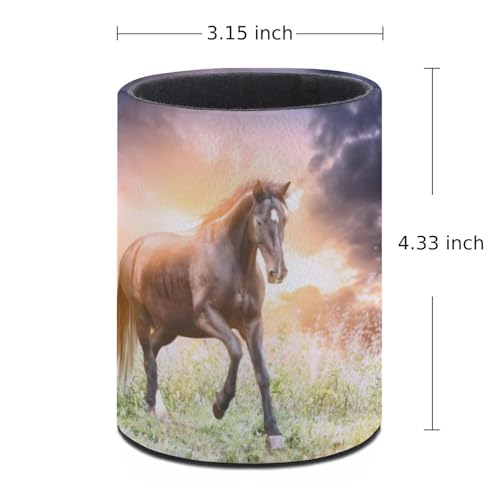 Horse Pen Holder Pencil Cup for Desk Organizer | Cute Makeup Brush Holder PU Multifunctional Office Suppliesfor Decor Home Classroom School - color: Horse