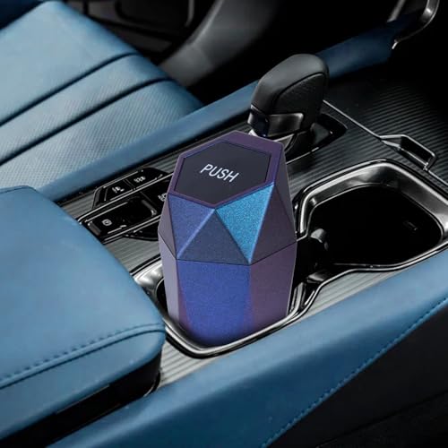 BFXM Car Trash Can, 2 Pack Car Trash Bin with Lid, Car Accessories for Women Interior, Car Garbage Can with Additional 2 ABS Hooks and 60pcs Trash Bags, Suitable for Home, Office, Car Organizer - color: Blue-Purple 2PCS