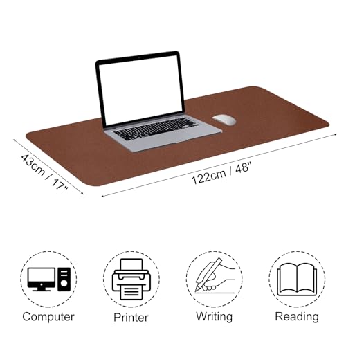 Patikil Large Desk Mat, 48"x17" Non-Slip Waterproof PU Leather Desk Pad Dark Brown - color: Dark Brown, size: 48"x17"