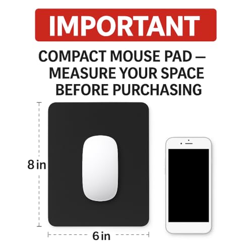 Faux Leather Mouse Pad 6 x 8 INCH – Elegant & Waterproof | Synthetic Leather, Non-Slip Rubber Base, Stitched Edges | Ideal for Laptop, Office, Travel (Black) - color: BLACK