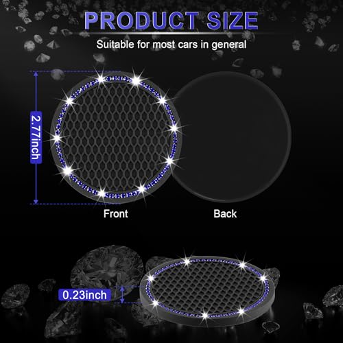 JUSTTOP 2 Pack Universal Auto Anti Slip Cup Holder Insert Coaster, Car Cup Holder Coaster, Bling Crystal Rhinestone Car Interior Accessories, Black - Blue - color: 2pcs-black-blue, size: Bling coaster(2 pack)