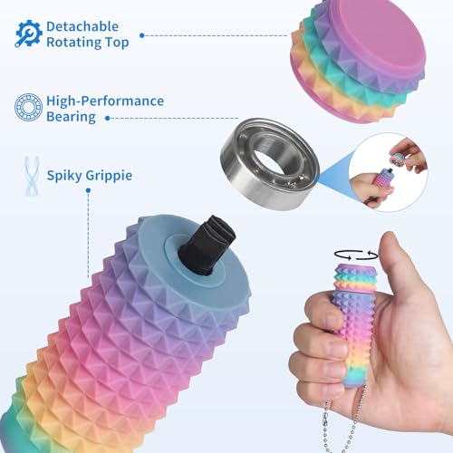 Little Ouchies Pain Stim Fidget Toy, 3D Printed Pocket Spiky Keychain with Clicker Button Spinner Sensory Toys for Anxiety Focus & Stress Reduction Novelty Gifts(L4) - color: L4