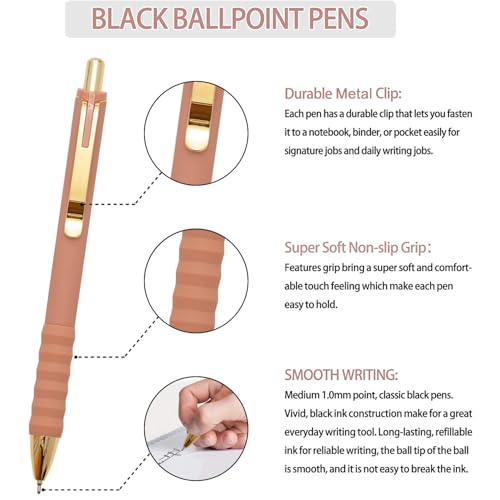 Linbsunne Ballpoint Pens Black Medium Point 1mm with Super Soft Grip Ball Point Pen for Men Women Retractable(style2, 12 pcs) - color: G-12 pcs