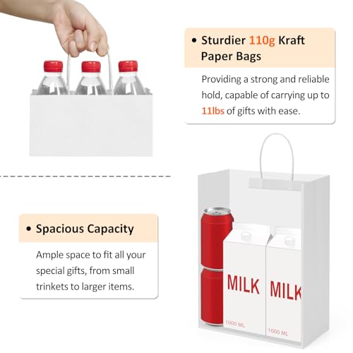 BagDream Red Gift Bags 10x5x13 Inch 100Pcs Large Kraft Paper Bags Bulk for Christmas, Wedding, Party Favors, Business, Retail, Grocery Paper Sacks with Handles - color: Red