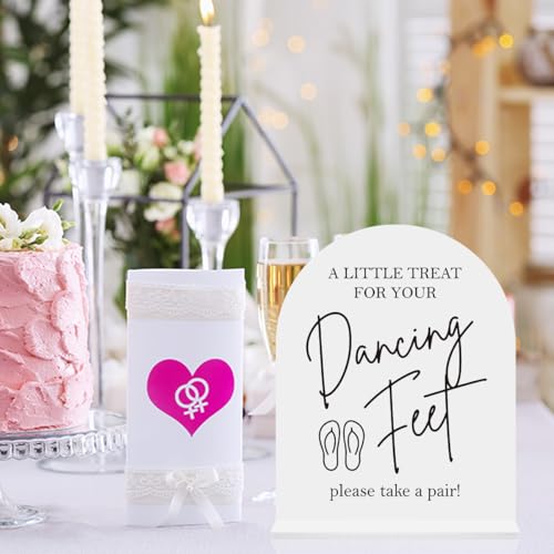Dancing Feet Sign, Wedding Flip Flops Sign, Wedding Engagement Bridal Shower Reception Party Table Desk Acrylic Decor 8x10 Inch - color: dancing feet 8x10